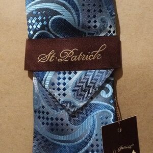 NWT St. Patrick Elegant Blue Swirl Tie Set